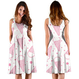 Hand Drawn Ice Cream Pattern Sleeveless Midi Dress