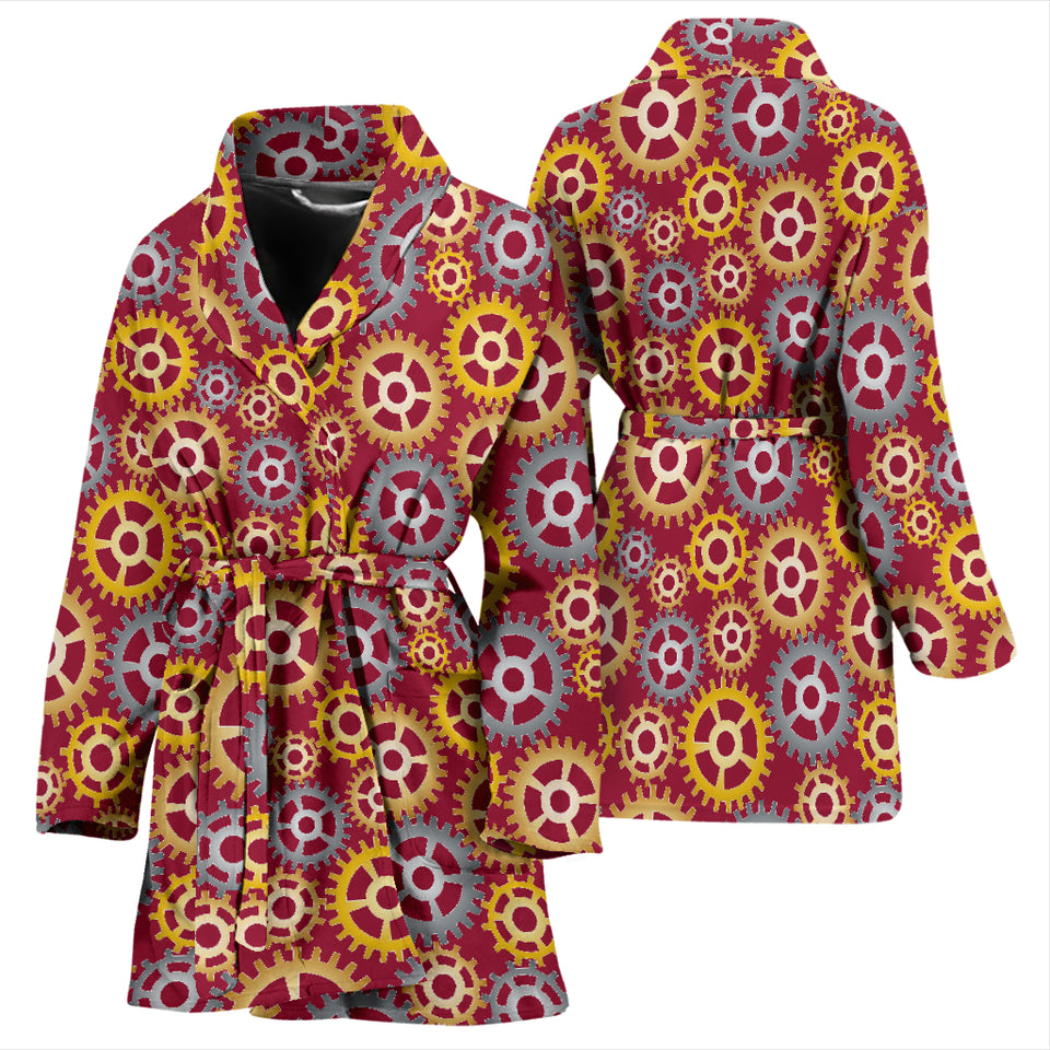 Gear Pattern Print Design 04 Women's Bathrobe