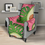 Avocado slices leaves pink back ground Chair Cover Protector