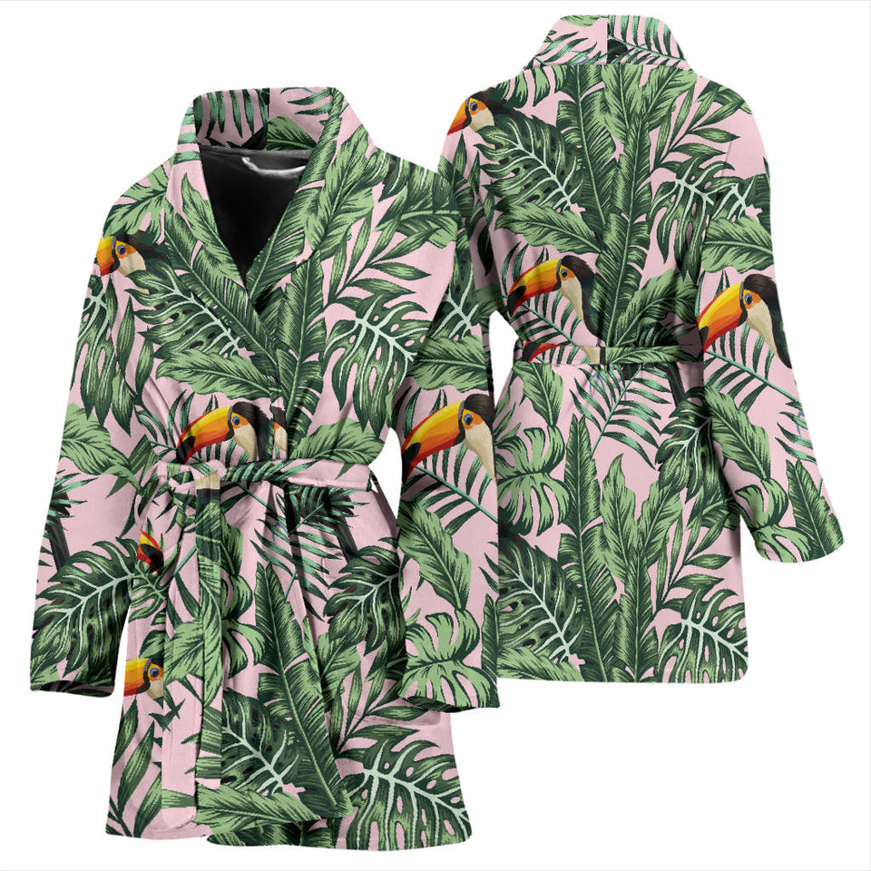 Toucan Tropical Green Jungle Palm Pattern Women'S Bathrobe