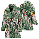 Toucan Tropical Green Jungle Palm Pattern Women'S Bathrobe