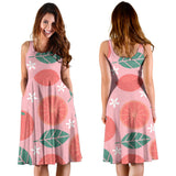 Grapefruit Leaves Flower Pink Background Sleeveless Midi Dress