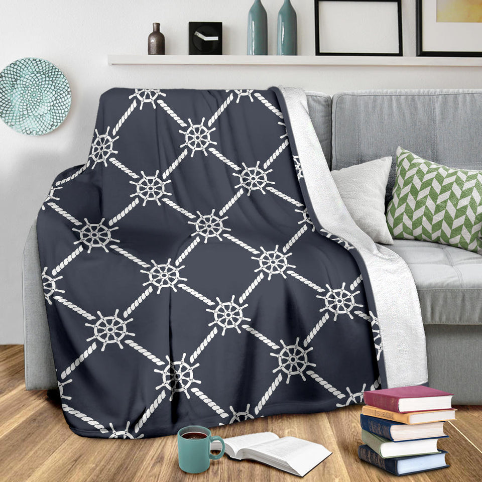Nautical Steering Wheel Rope Pattern Premium Blanket