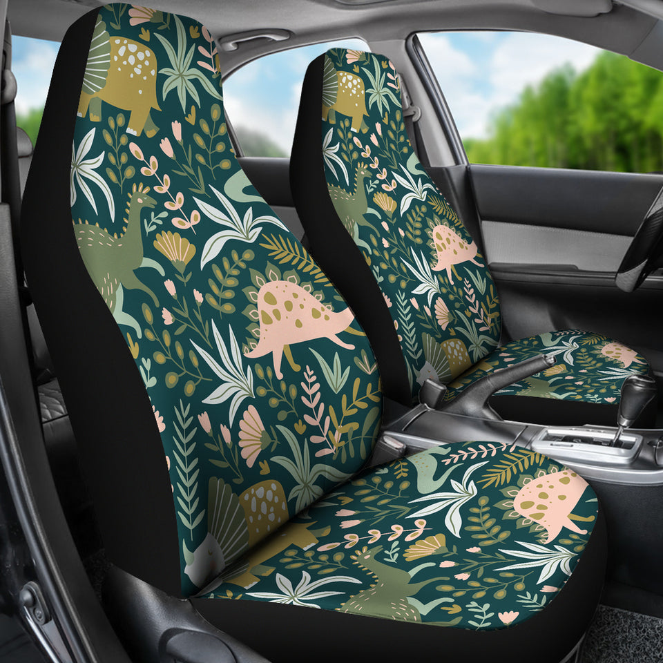 Dinosaurs Tropical Leaves Flower Pattern Universal Fit Car Seat Covers
