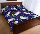 Hand drawn cute unicorn star planet Quilt Bed Set