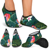 Parrot Palm Tree Leaves Flower Hibiscus Pattern Aqua Shoes