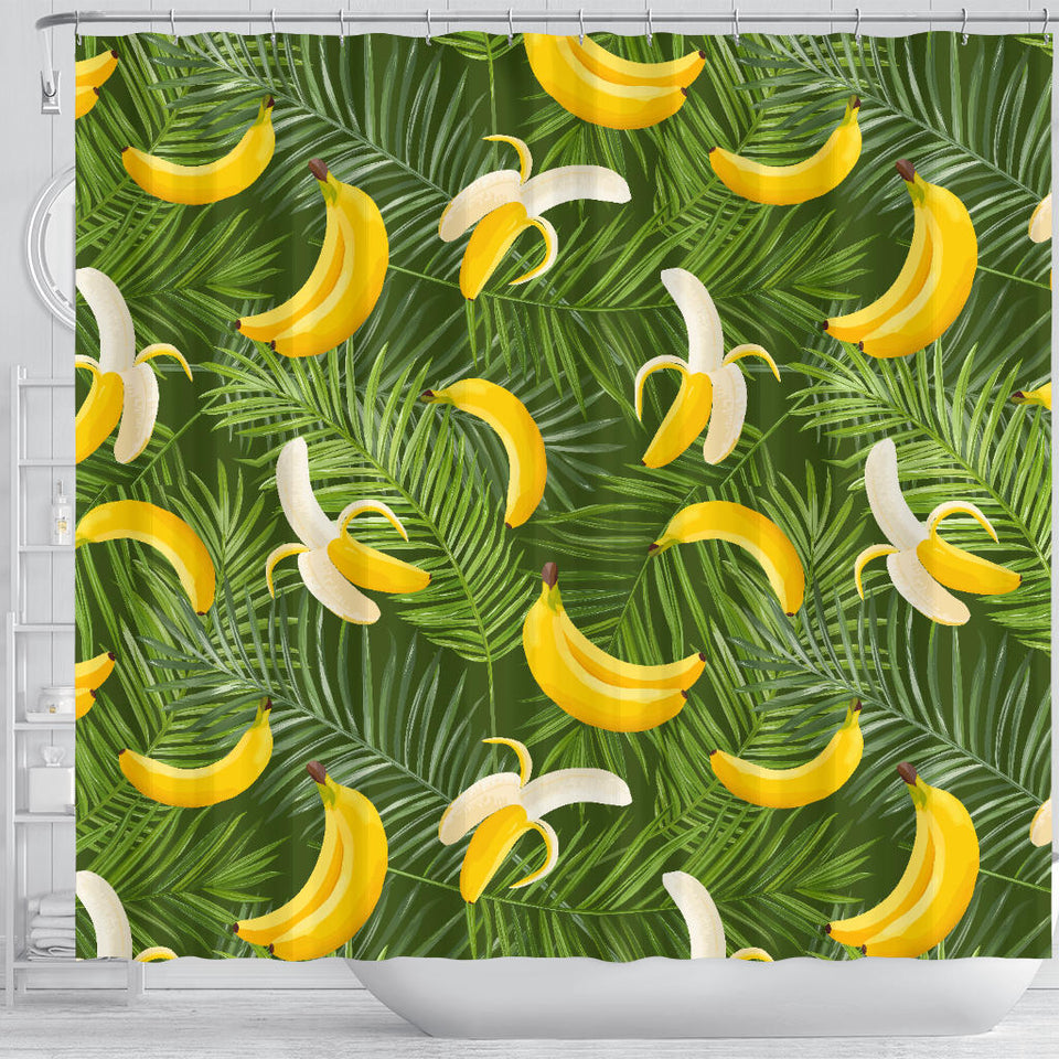 Banana Palm Leaves Pattern Shower Curtain Fulfilled In US