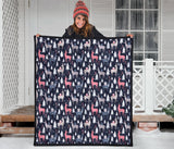 Deers Winter Christmas Pattern Premium Quilt