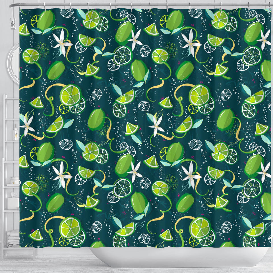Lime Ice Flower Pattern Shower Curtain Fulfilled In US