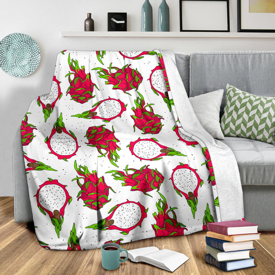 Dragon Fruits White Background Premium Blanket