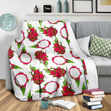 Dragon Fruits White Background Premium Blanket