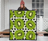 Kiwi Black Dot Background Premium Quilt
