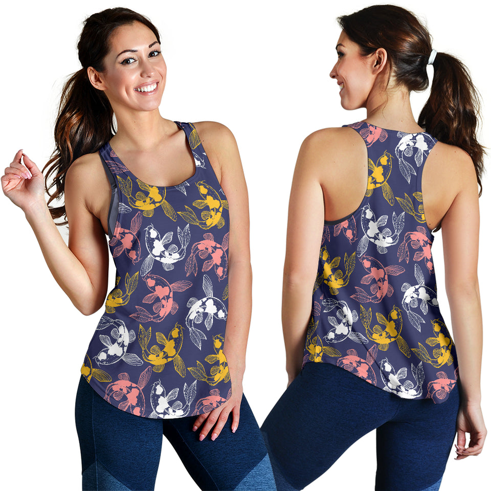 Koi Fish Carp Fish pattern Women Racerback Tank Top