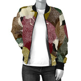 Japanese Cranes Flying Forest Dot Pattern Women'S Bomber Jacket