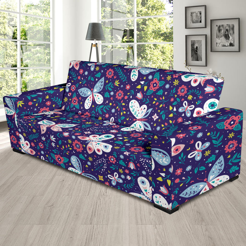 Colorful Butterfly Flower Pattern.Eps Sofa Slipcover