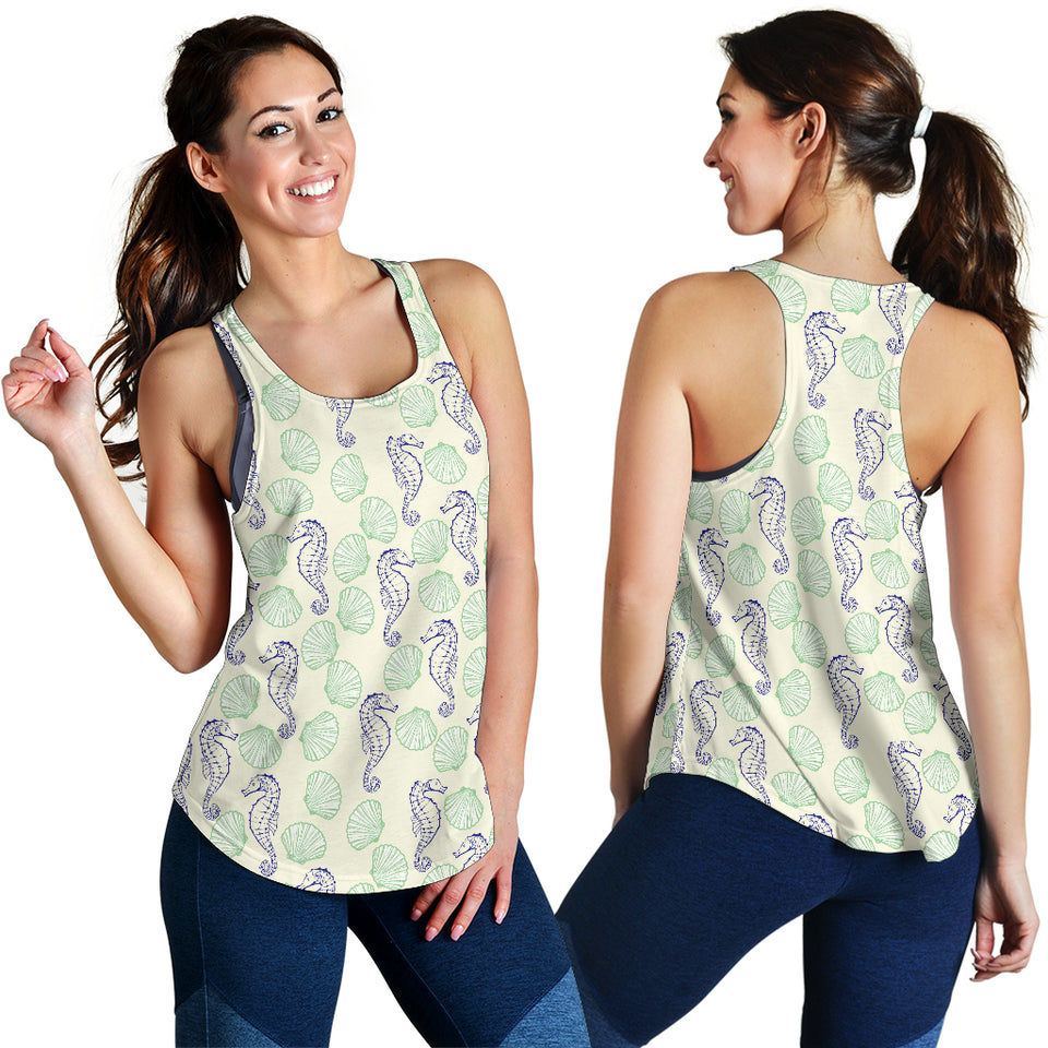 Seahorse shell pattern Women Racerback Tank Top