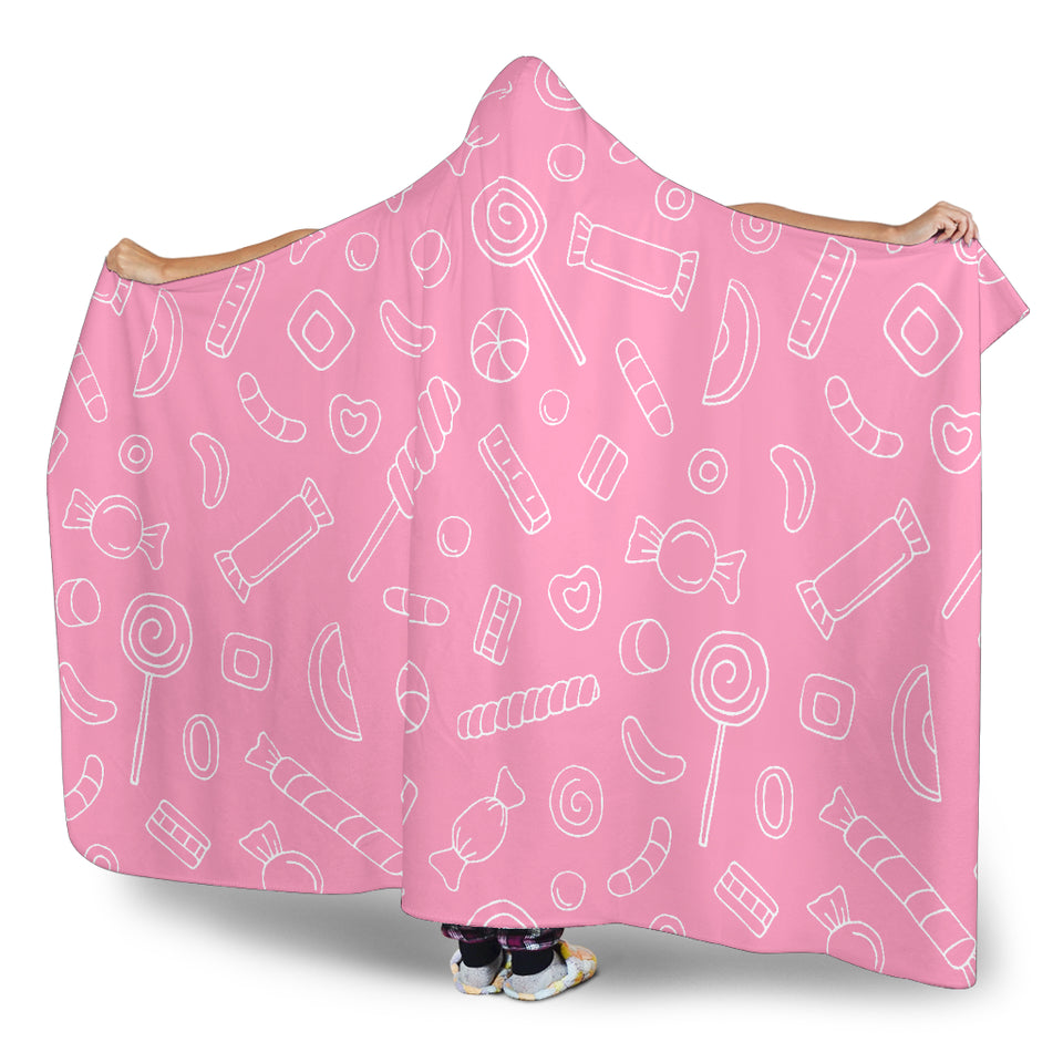 Sweet Candy Pink Background Hooded Blanket