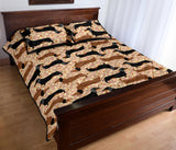 Dachshund floral background Quilt Bed Set