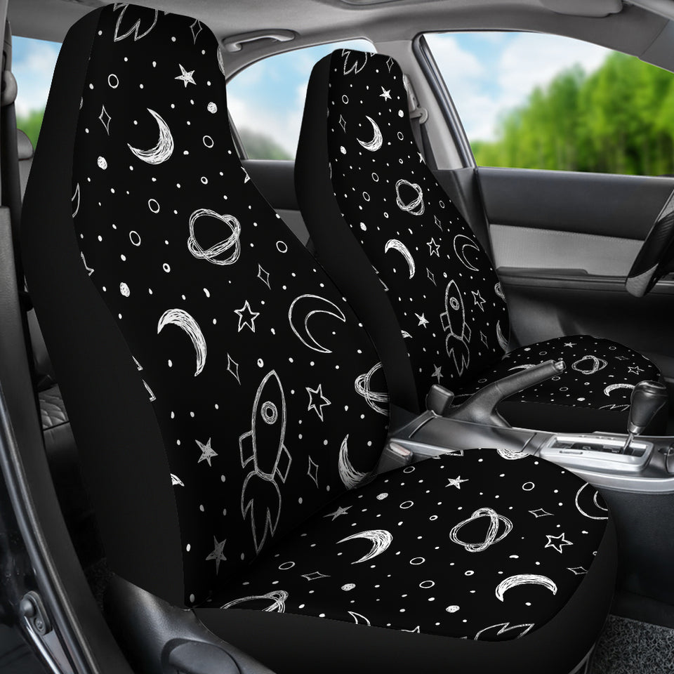 Hand Drawn Space Rocket Star Planet  Universal Fit Car Seat Covers