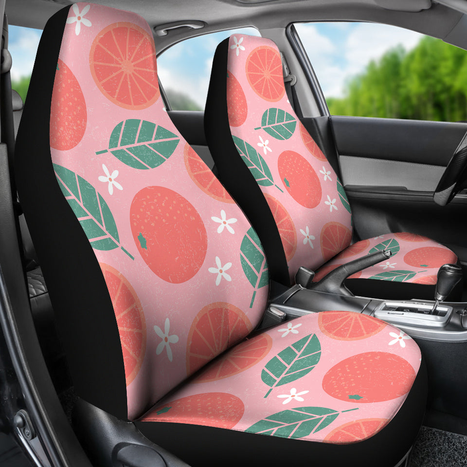 Grapefruit Leaves Flower Pink Background Universal Fit Car Seat Covers