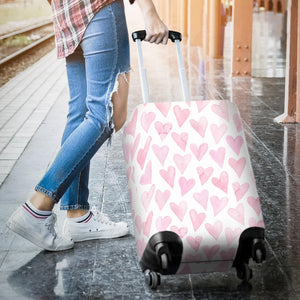 Watercolor Pink Heart Pattern Luggage Covers