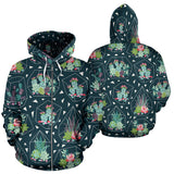 Cactus Glass Terrarium Pattern Zip Up Hoodie