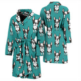 Hand Drawn Boston Terrier Dog Pattern Men'S Bathrobe