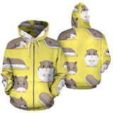 Cute Hamster Pattern Zip Up Hoodie