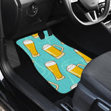 Beer Pattern Green Background Front And Back Car Mats
