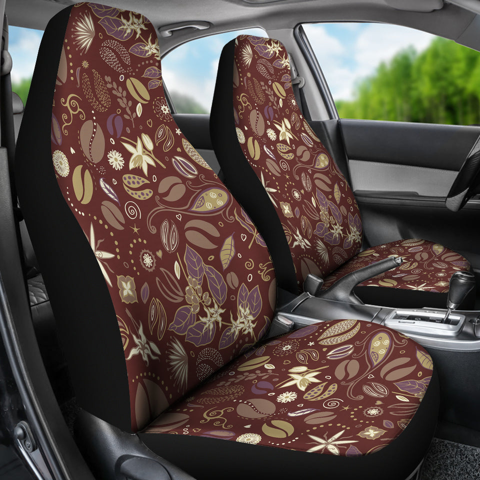 Coffee Bean Flower Pattern Universal Fit Car Seat Covers
