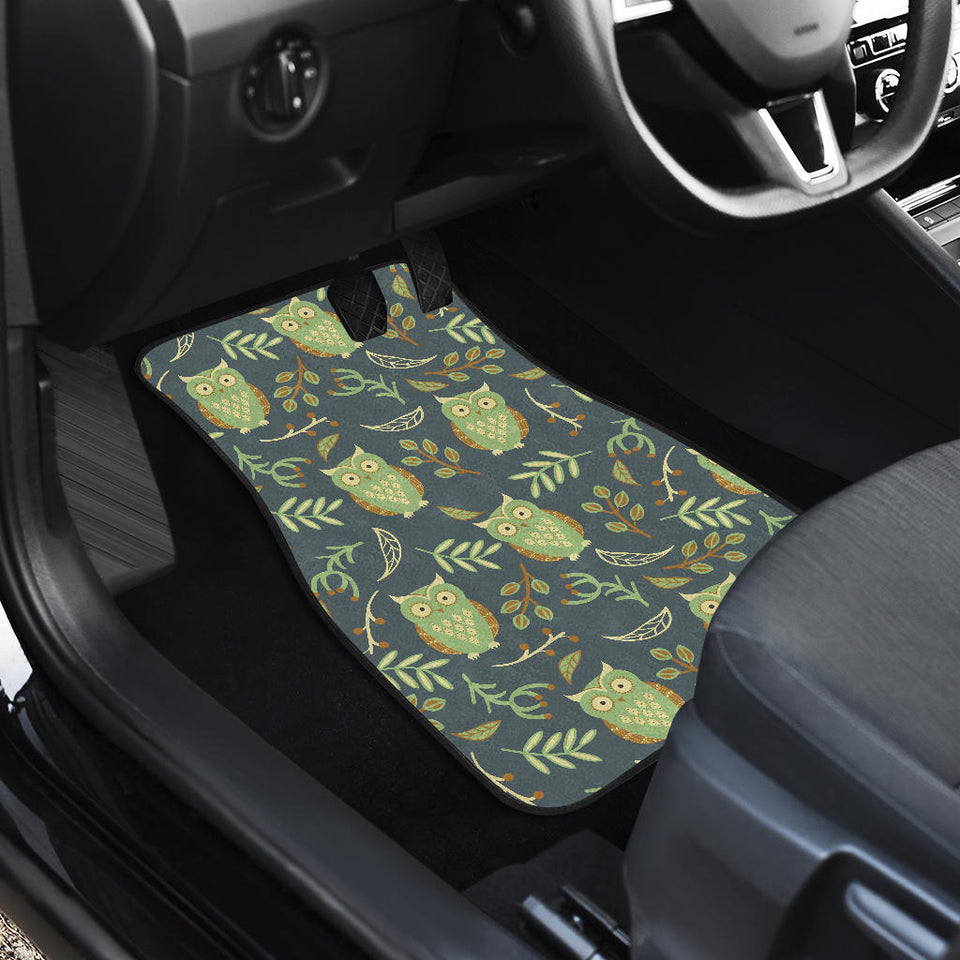 Cute Owls Leaves Pattern Front Car Mats