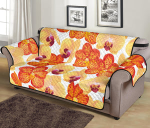 Orange yellow orchid flower pattern background Sofa Cover Protector