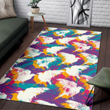 Colorful Crow Illustration Pattern Area Rug