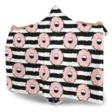 Donuts Pink Icing Striped Pattern Hooded Blanket