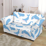 Blue Whale Pattern Loveseat Couch Slipcover
