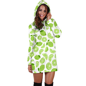 Lime Design Pattern Women'S Hoodie Dress