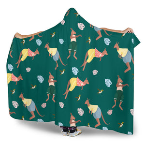 Kangaroo Leaves Pattern Hooded Blanket
