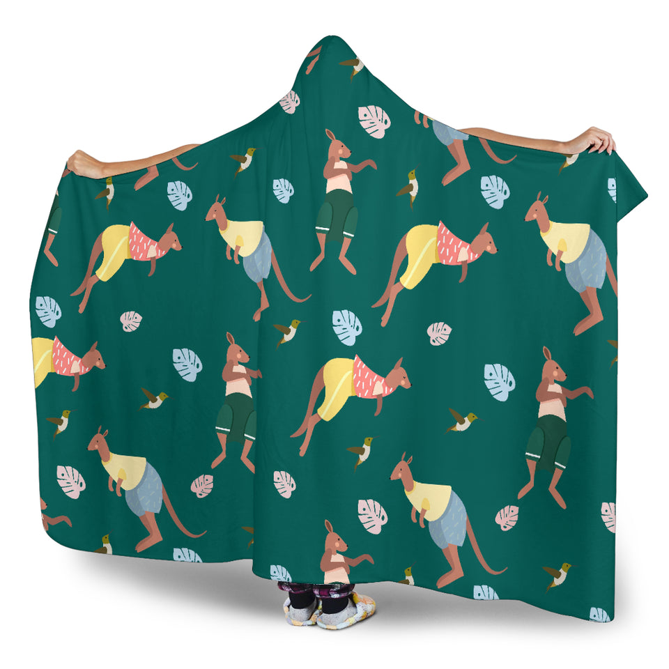 Kangaroo Leaves Pattern Hooded Blanket