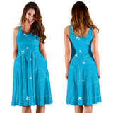 Airplane Destinations Blue Background Sleeveless Midi Dress