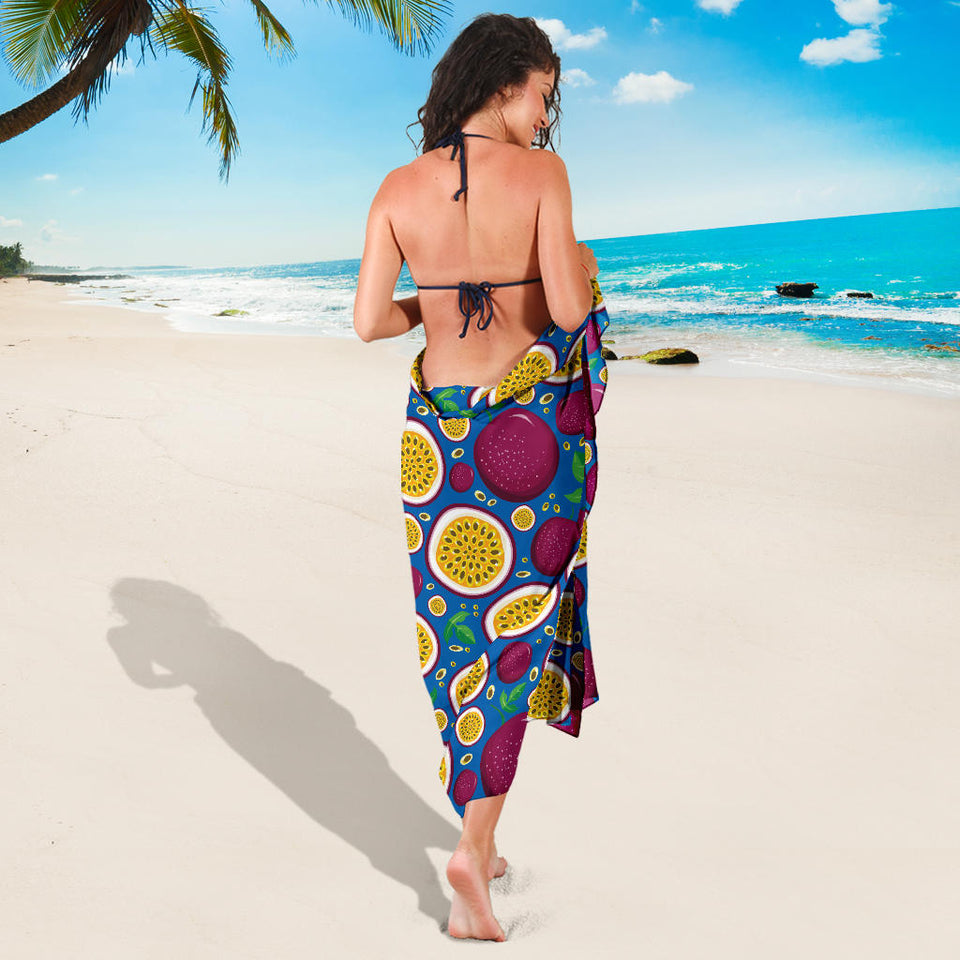 Passion Fruit Blue Background Sarong