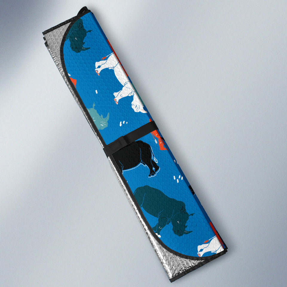 Colorful Rhino Pattern Car Sun Shade
