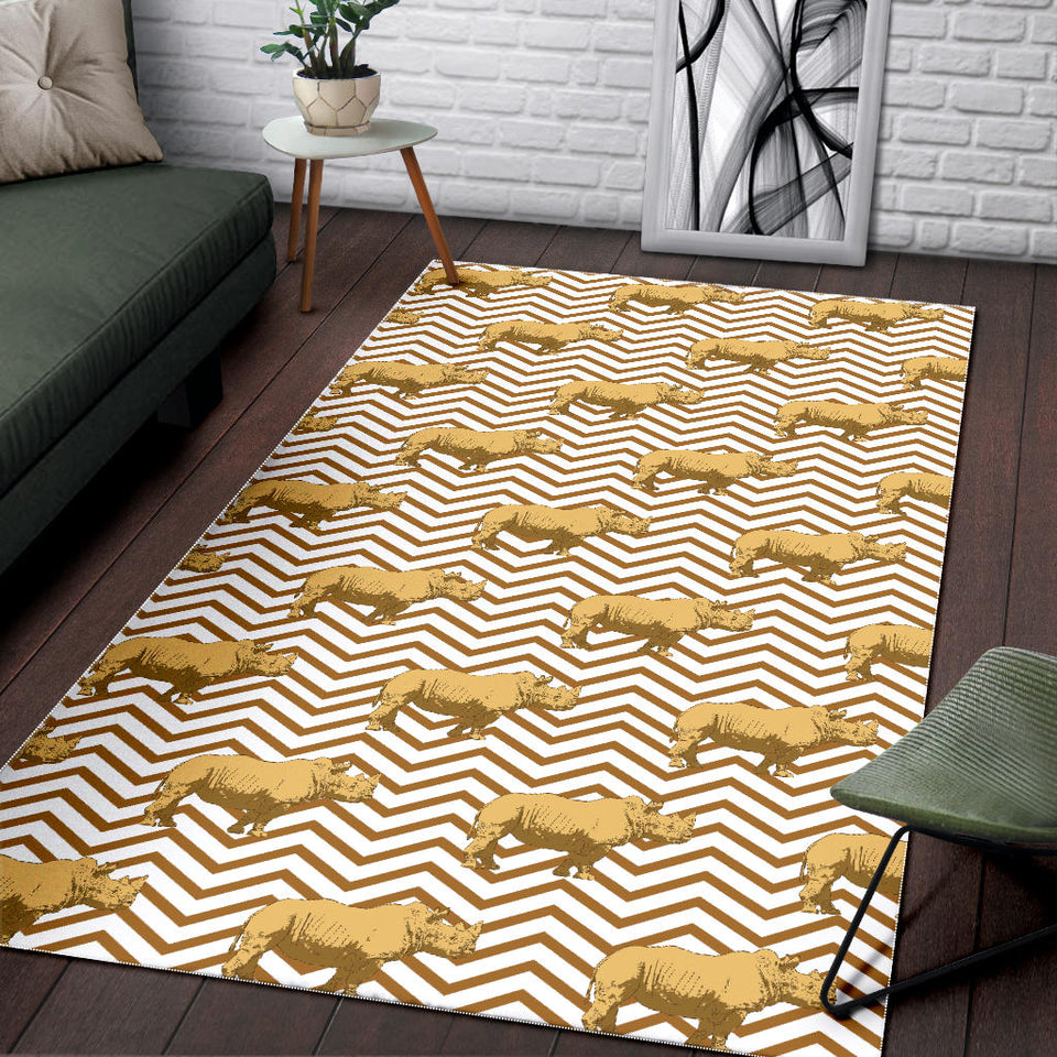 Rhino Yellow Theme Pattern Area Rug