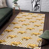Rhino Yellow Theme Pattern Area Rug