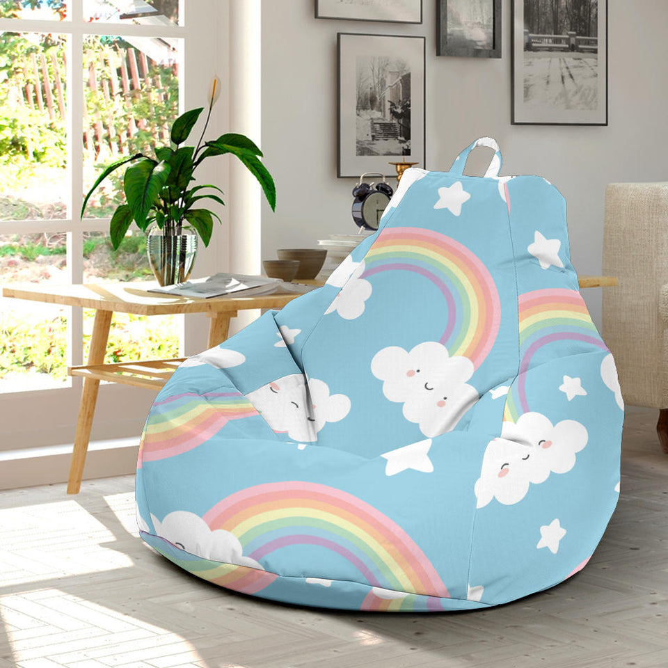 Cute Rainbow Clound Star Pattern Blue Background Bean Bag Cover