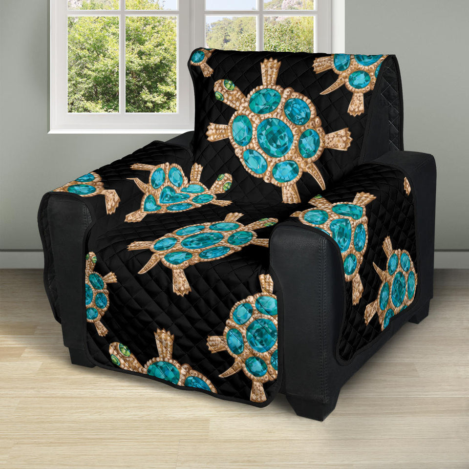 Sea turtle blue stone pattern Recliner Cover Protector