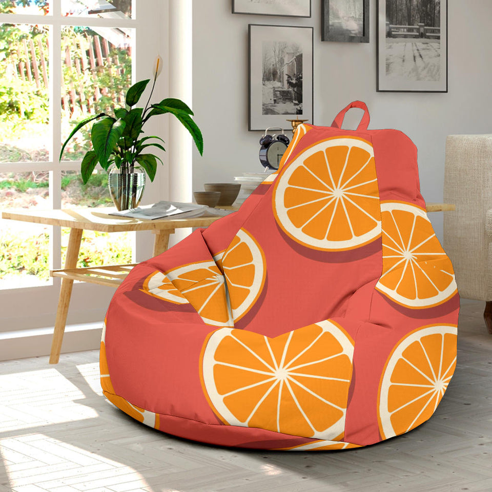 Oranges Pattern Red Background Bean Bag Cover