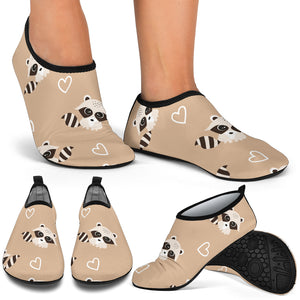 Cute Raccoon Heart Pattern Aqua Shoes