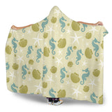 Seahorse Shell Starfish Pattern Background Hooded Blanket