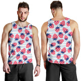 Strawberry pattern blue lines background Men Tank Top