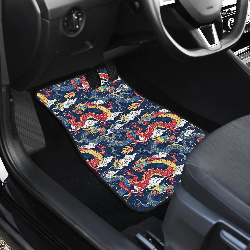 Blue Red Dragon Cloud Pattern Front Car Mats